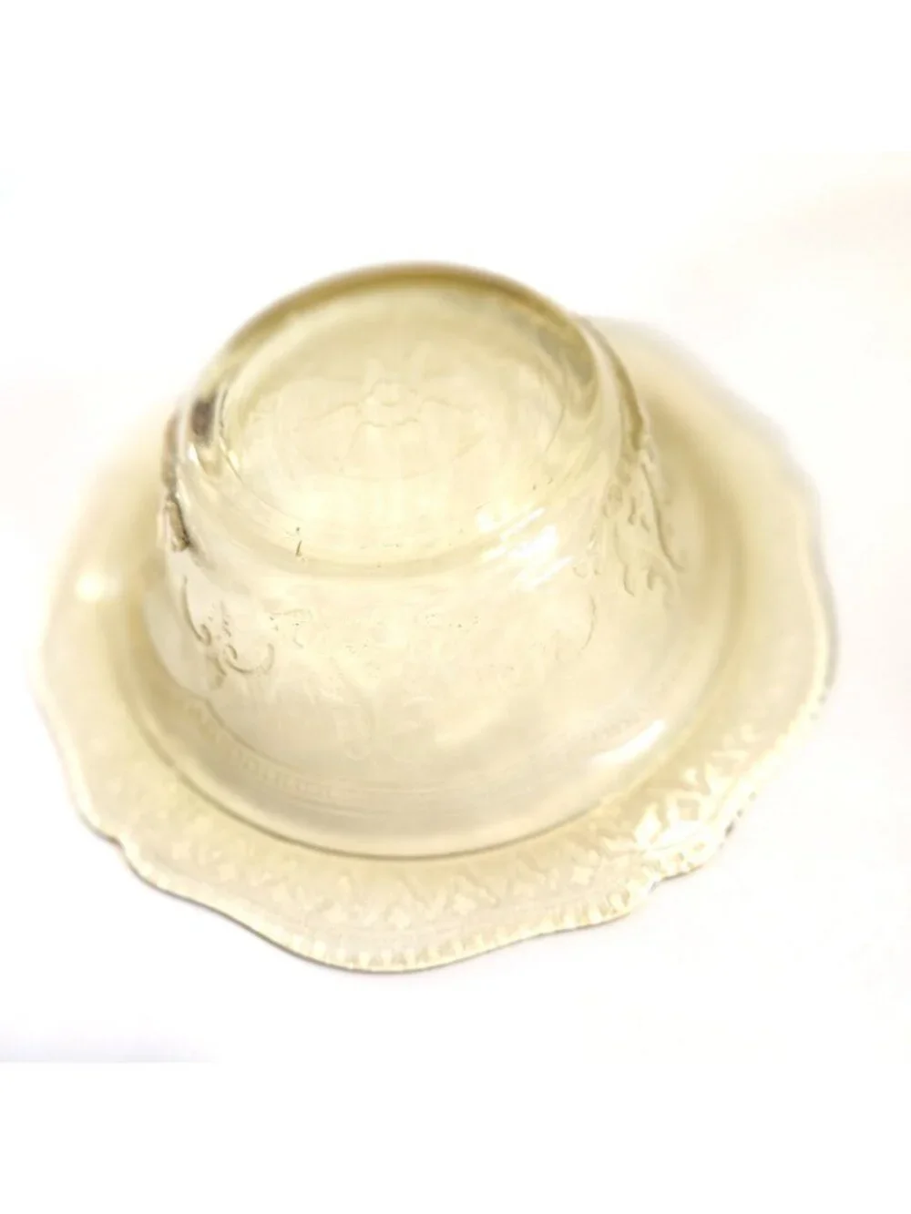 Federal Glass Depression Glass Patrician Spoke Amber Dessert Bowl set of 4 READ
